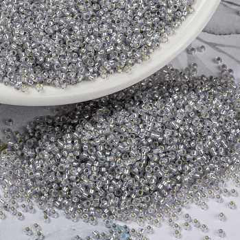 MIYUKI Round Rocailles Beads, Japanese Seed Beads, (RR576) Dyed Smoky Opal Silverlined Alabaster, 15/0, 1.5mm, Hole: 0.7mm, about 5555pcs/bottle, 10g/bottle
