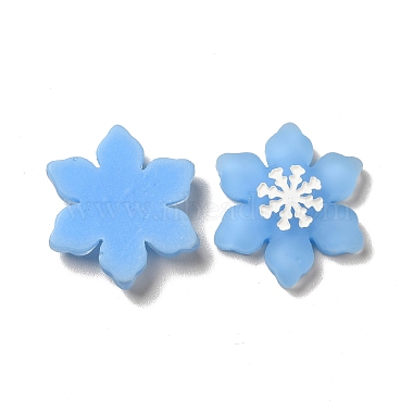 Deep Sky Blue Snowflake Resin Cabochons