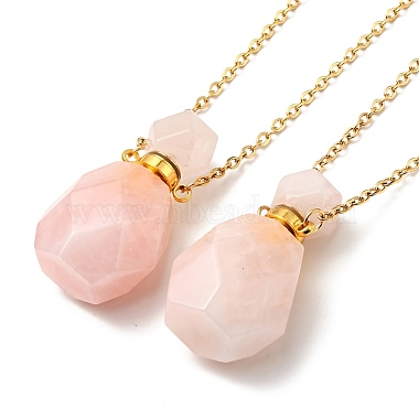Openable Faceted Natural & Synthetic Mixed Stone Perfume Bottle Pendant Necklaces for Women(NJEW-F296-02G)-2