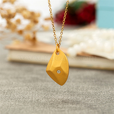 Stainless Steel Rhinestone Polygon Pendant Necklaces(JX4099-1)-3