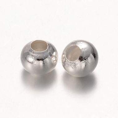 Perles d'espacement rondes en fer plaqué argent(X-E188Y-S)-2