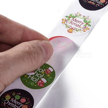 4 Patterns Christmas Round Dot Self Adhesive Paper Stickers Roll(DIY-A042-03B)-4