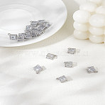 20Pcs Alloy Pendants, with Cubic Zirconia, Rhombus Charms, Platinum, 14x11x5mm, Hole: 1.5mm(ZIRC-LP0001-13)
