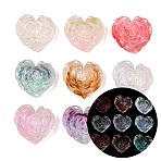 Luminous Transparent Resin Beads, Heart-shape Rose Flower, with Glitter Powder, Glow in the Dark, Mixed Color, 21x24x11mm, Hole: 2.5mm(RE-CBAC4C7-22)