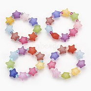 Frosted Acrylic Beads Kids Stretch Bracelets, with Synthetical Moonstone Beads, Star, Mixed Color, 2-1/8 inch(5.4cm)(BJEW-JB03895)