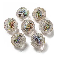 UV Plating Rainbow Iridescent Acrylic Beads, Two Tone Bead in Bead, Rose, Black, 15.5x16x15mm, Hole: 3mm(OACR-P010-20A)