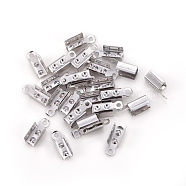 Iron Folding Crimp Ends, Fold Over Crimp Cord Ends, Platinum, 12x4.5x1mm, Hole: 1.4mm, Inner Diameter: 4mm(IFIN-F152-05P)