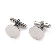 Non-Tarnish 304 Stainless Steel Cuff Buttons, Cufflink Findings for Apparel Accessories, Stainless Steel Color, 17x17x14mm, Tray: 14mm(STAS-H124-10P)