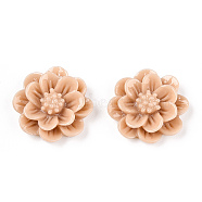 Resin Cabochon, Flower, PeachPuff, 15x6mm(CRES-B3259-A80)