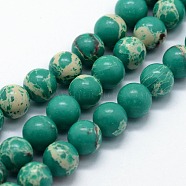 Synthetic Imperial Jasper Beads Strands, Dyed, Round, Light Sea Green, 6mm, Hole: 0.8mm, about 63pcs/strand, 14.76 inch(37.5cm)(G-I199-35-6mm-A)