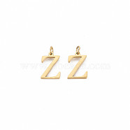 Ion Plating(IP) 304 Stainless Steel Charms, with Jump Rings, Letter Z, Real 14K Gold Plated, 9x6x1mm, Jump Ring: 3x0.5mm, 2mm inner diameter(STAS-N097-155)
