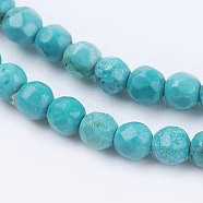 Natural Magnesite Beads Strands, Dyed & Heated, Faceted Round, 2~2.3mm, Hole: 0.5mm, about 186pcs/strand, 15.7 inch(40cm)(TURQ-L028-01)