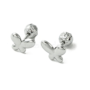 304 Stainless Steel Ear Studs, Butterfly, Stainless Steel Color, 7.5x9.5mm(EJEW-Q801-11P)