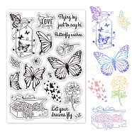 PVC Plastic Stamps, for DIY Scrapbooking, Photo Album Decorative, Cards Making, Stamp Sheets, Butterfly Pattern, 16x11x0.3cm(DIY-WH0167-56-182)