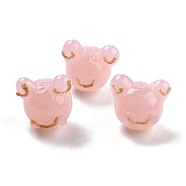 Handmade Lampwork Beads, Frog, Pink, 14~14.5x15~17x12~13mm, Hole: 1.4~2mm(LAMP-I024-26E)