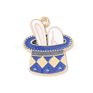 Alloy Enamel Pendants, Light Gold, Rabbit with Magic Hat Charm, Blue, 24x19x1mm, Hole: 1.4mm(ENAM-E006-01LG-02)