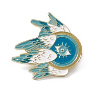 Eye of Horus with Wings Enamel Pin, Light Gold Alloy Brooch for Backpack Clothes, Eye Pattern, 30x31x2mm, Pin: 1.2mm(JEWB-A005-14-01)