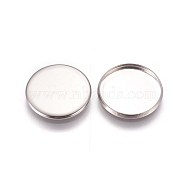 304 Stainless Steel Plain Edge Bezel Cups, Cabochon Settings, Flat Round, Stainless Steel Color, Tray: 18mm, 19.5x1.5mm(STAS-E460-10P-18mm)