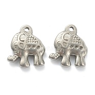 304 Stainless Steel Pendant Cabochon Settings for Enamel, Elephant, Stainless Steel Color, 17x14.5x4.5mm, Hole: 1.6mm(STAS-P279-34P)