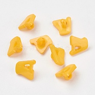 Acrylic Shank Buttons, 1-Hole, Dyed, Letter A, Gold, 14x13x2mm, Hole: 3mm(X-BUTT-E028-08)