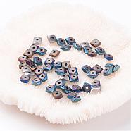 Frosted Square Electroplate Non-Magnetic Synthetic Hematite Beads, Mixed Color, 4.5x4.5x2mm, Hole: 1mm(X-G-P046-08)