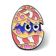 Easter Egg with Star Enamel Pins, Black Alloy Badge for Backpack Cloths Hats Jacket, Salmon, 30.5x22x1.5mm(JEWB-Q040-01B)