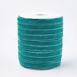 Single Face Velvet Ribbon, Light Sea Green, 3/8 inch(9.5~10mm), about 50yards/roll(45.72m/roll)(SRIB-T004-01-10)