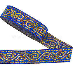 Ethnic Style Embroidery Polyester Ribbons, Jacquard Ribbon, Tyrolean Ribbon, Garment Accessories, Flat, Blue, 3/4 inch(20mm), about 7.66 Yards(7m)/Roll(OCOR-WH0070-86B)