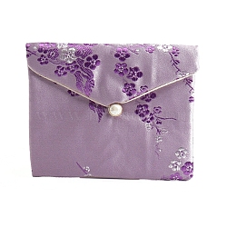 Cloth Embroidery Flower Jewelry Storage Pouches Envelope Bags, for Bracelets, Necklaces, Rectangle, Thistle, 8x10cm(PW-WG49783-14)