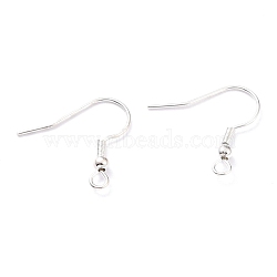 304 Stainless Steel Earring Hooks, 925 Sterling Silver Plated, 20x20x3mm, Hole: 2mm, Pin: 0.7mm(X-STAS-T031-17S)