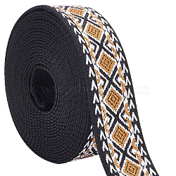 5 Yards Ethnic Style Polyester Jacquard Rhombus Ribbon, for Garment Accessories, Peru, 1-1/2 inch(38mm)(OCOR-WH0090-043)