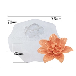 Food Grade Three Trust Flower DIY Candle Silicone Molds, for Candle Making, White, 7.6x7x3cm(PW-WG38162-13)