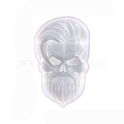 DIY Halloween Themed Display Decoration Statue Silicone Molds, Portrait Sculpture Resin Casting Molds, Skull, White, 156~158x98~103x22mm(HAWE-PW0001-015B)