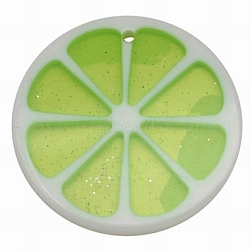 Resin Pendants, with Glitter Powder, Lemon, Yellow Green, 34~35x3~4mm, Hole: 2mm(X-RESI-R337-2)