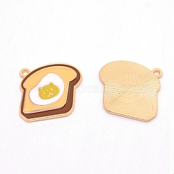 Light Gold Plated Alloy Enamel Pendants, Imitation Food, Toast Slices with Cat Shape Egg, Colorful, 23x23.5x1.5mm, Hole: 1.8mm(ENAM-TAC0005-07KCG)