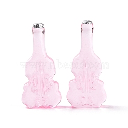 Violin Shape Dummy Wine Bottle Resin Cabochon, Pink, 36.5x17x8mm(RESI-E025-01B)