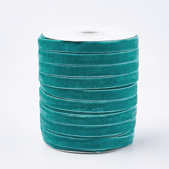 Single Face Velvet Ribbon, Light Sea Green, 3/8 inch(9.5~10mm), about 50yards/roll(45.72m/roll)