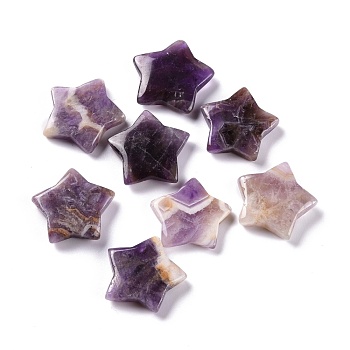 Natural Amethyst Beads, No Hole/Undrilled, for Wire Wrapped Pendant Making, Star, 26x28x5.5mm