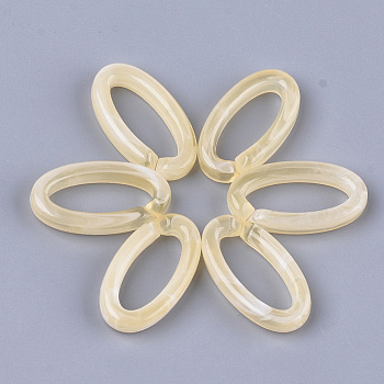 Acrylic Linking Rings, Quick Link Connectors, For Jewelry Chains Making, Imitation Gemstone Style, Oval, Wheat, 35x19.5x6mm, Hole: 25.5x10mm, about 235pcs/500g