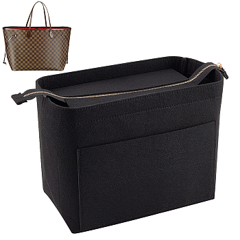 Wool Felt Purse Organizer Inserts, Handbag & Tote Shaper, with Zipper, Black, 230x280x140mm