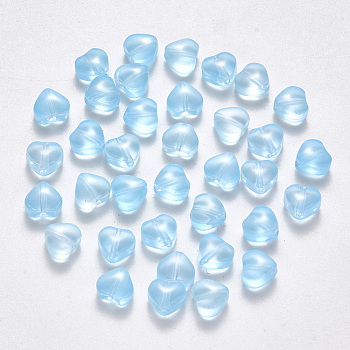 Imitation Jade Glass Beads, Heart, Light Sky Blue, 6x6x4mm, Hole: 0.7mm