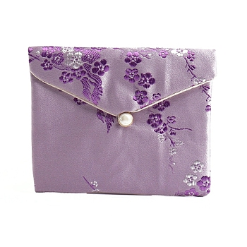 Cloth Embroidery Flower Jewelry Storage Pouches Envelope Bags, for Bracelets, Necklaces, Rectangle, Thistle, 8x10cm