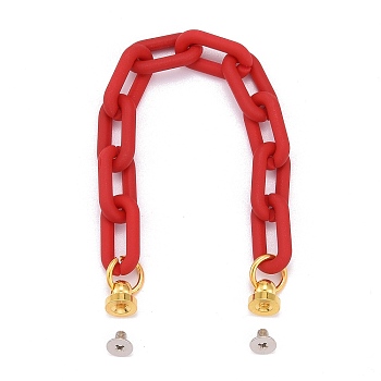 Rubberized Style Acrylic Cable Chain Phone Case Chain, with Brass Screw nut and Iron Screws, for DIY Phone Case Decoration, Red, 16.5cm
