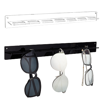 2 Sets 2 Colors Acrylic Sunglasses Organizer Holder, Wall-mounted Eyeglasses Storage Rack Hanging Holders, Black and Clear, Finish Product: 380x28x35mm, 1 Set/color