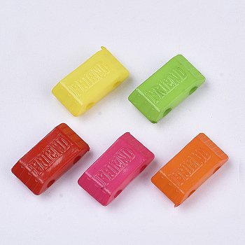 Opaque Acrylic Multi-Strand Links, Rectangle with Word Friend, Mixed Color, 9.5x17.5x5.5mm, Hole: 2mm, about 750pcs/500g