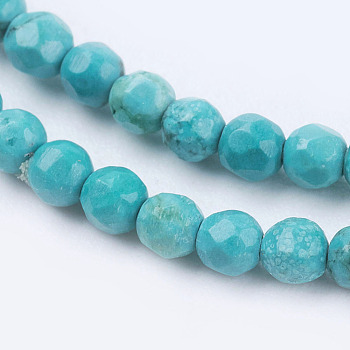 Natural Magnesite Beads Strands, Dyed & Heated, Faceted Round, 2~2.3mm, Hole: 0.5mm, about 186pcs/strand, 15.7 inch(40cm)