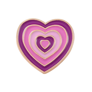 Gradient Color Heart Enamel Pins, Golden Alloy Brooch, Purple, 22x22mm