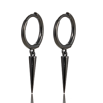 S925 Sterling Silver Cone Rivet Hoop Earrings High-end Ear Jewelry, Black, 20x13mm