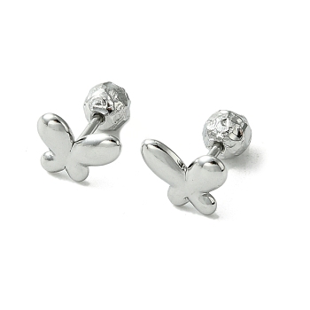 304 Stainless Steel Ear Studs, Butterfly, Stainless Steel Color, 7.5x9.5mm