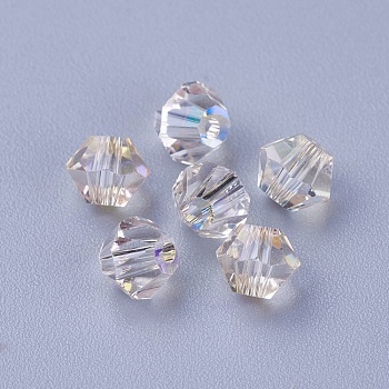 K9 Glass Beads, Faceted, Bicone, Paradise Shine, 5x5mm, Hole: 1mm
